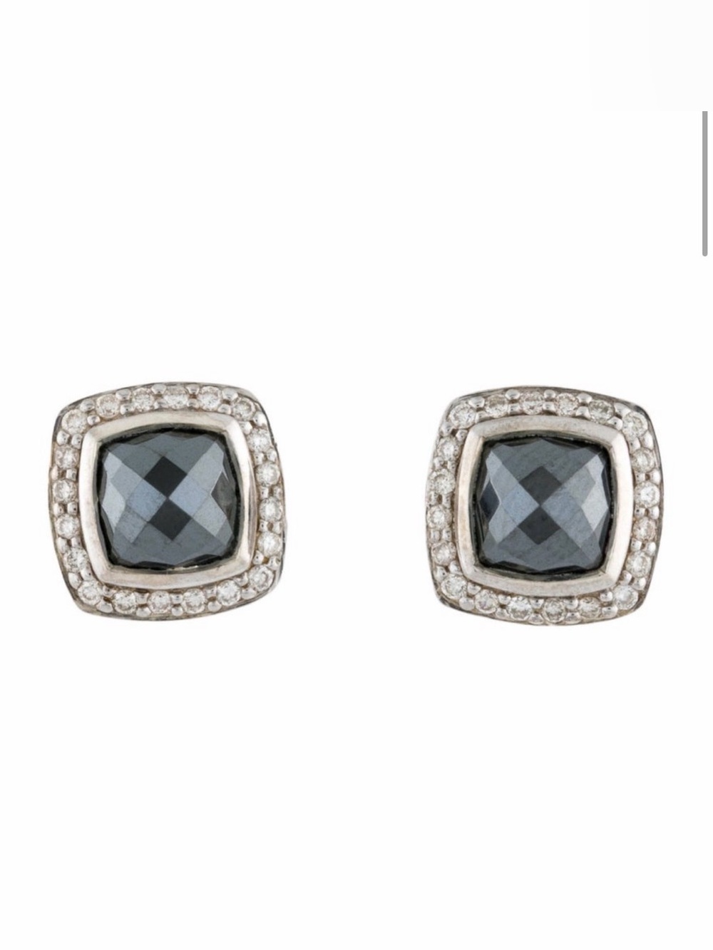 David Yurman Diamond & Hematite Silver Petite Albion Earrings